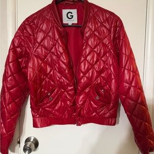 G by Guess Women's Vibrant Red Bomber Jacket